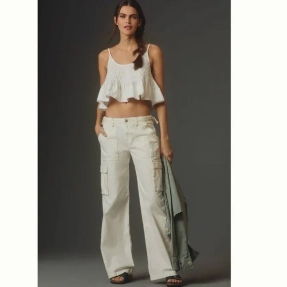 Sanctuary Pants - NWT Anthropologie Sanctuary Women's Reissue Cargo Pants Ivory XL